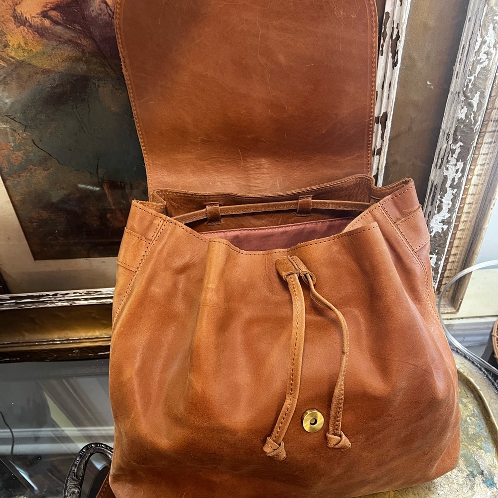 Able Tan Large Leather Backpack - image 3